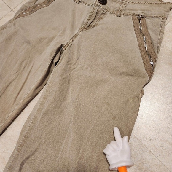 VTG Z Cavaricci Womens Size 5 Utility Cargo Pants Zip Pockets Beige Streetwear - Picture 14 of 16